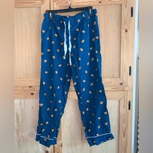 J crew teal/orange “pumpkins” cotton sleep pants size M